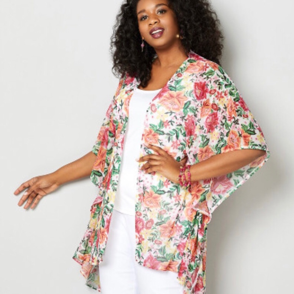 Avenue Floral Mesh Kimono, NWOT
